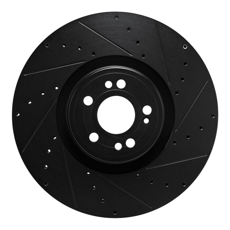 Mercedes-Benz GLE450e Brake Rotor (1) - Front Right - R1 Concepts - Drilled & Slotted - Black - `20-`26